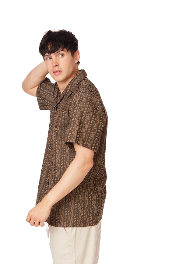 Crochet/Textured Short Sleeve Men's Shirt (4057)