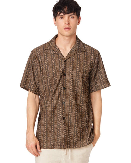 Crochet/Textured Short Sleeve Men's Shirt (4057)