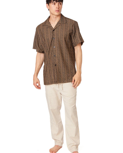 Crochet/Textured Short Sleeve Men's Shirt (4057)