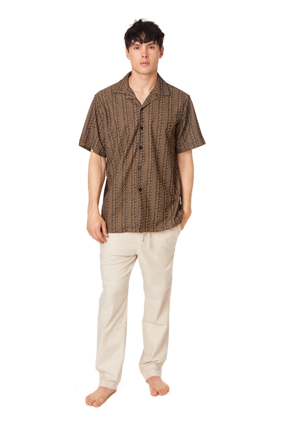 Crochet/Textured Short Sleeve Men's Shirt (4057)