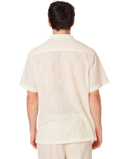 Crochet/Textured Short Sleeve Men's Shirt CREAM