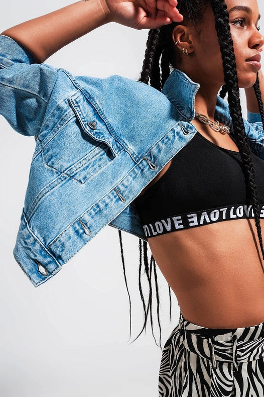 Cropped 90S Denim Jacket In Mid Wash