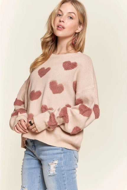 Cropped Button Down Sweater Cardigan Boho Floral Heart Patte khaki/mauve