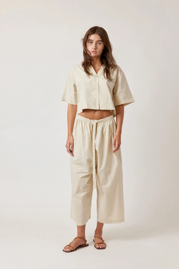 Cropped Cotton Pants-Pants-amente-XS/S-Beige-Urbanheer