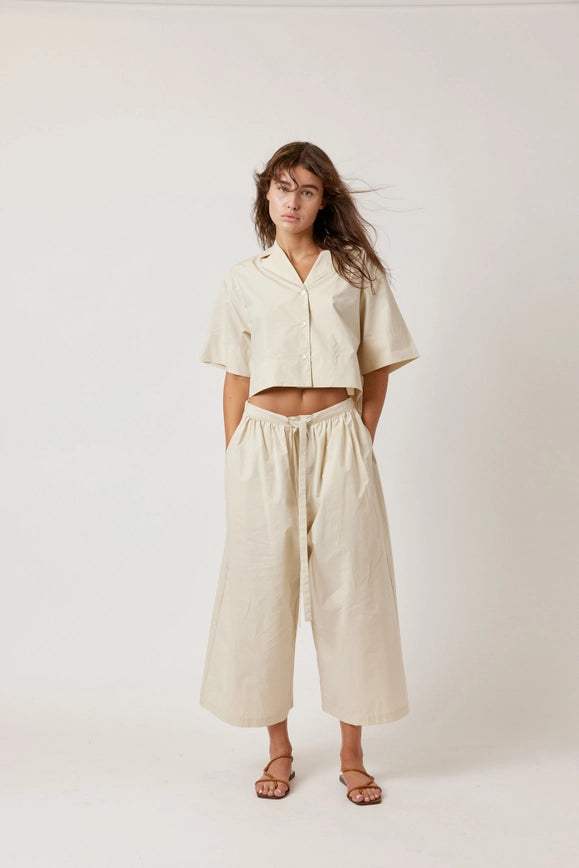 Cropped Cotton Pants-Pants-amente-XS/S-Beige-Urbanheer