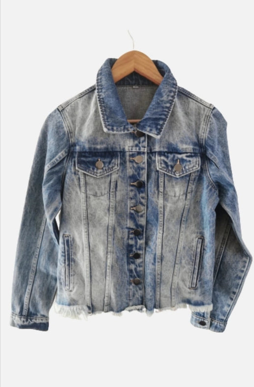 Cropped Denim Jacket  Op Navy/Op Red