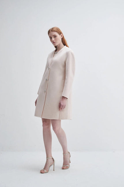 Crystal Button Lady Coat Blush