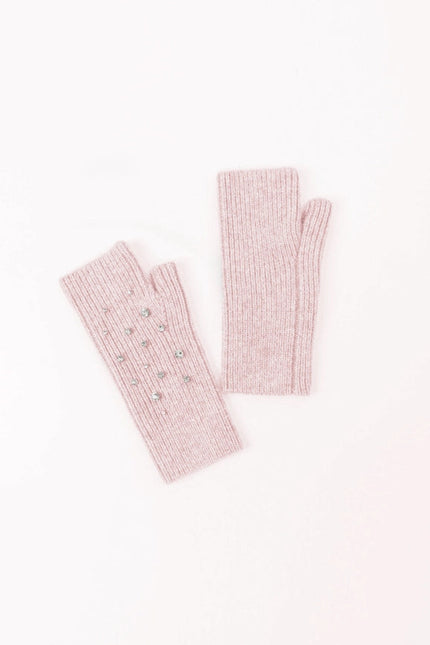 Crystal Embellished Angora Mittens -Pink