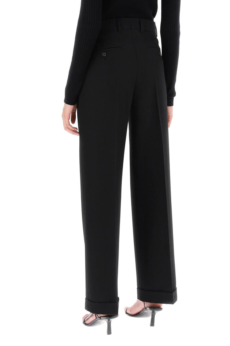 Cuffed Straight Trousers-women > clothing > trousers-Toteme-36-Nero-Urbanheer