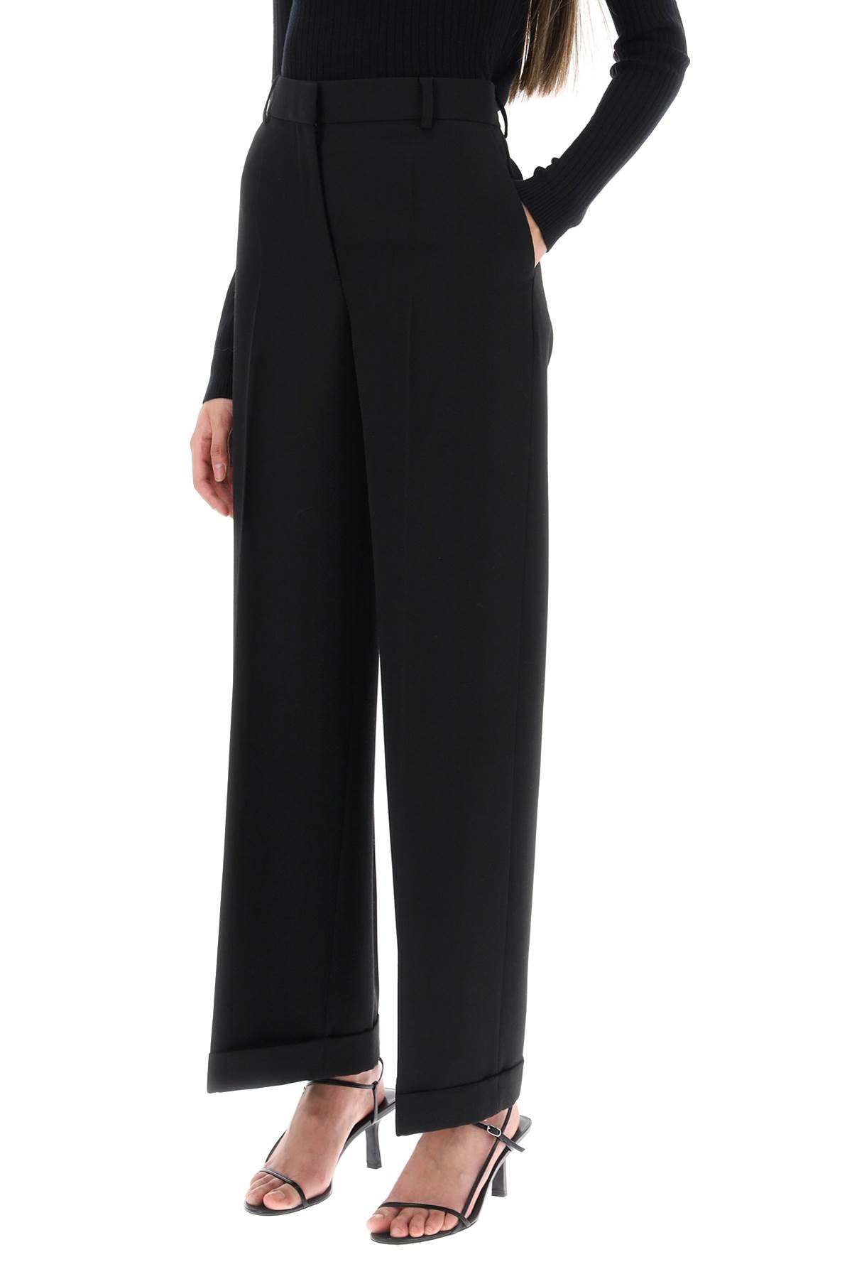 Cuffed Straight Trousers-women > clothing > trousers-Toteme-36-Nero-Urbanheer