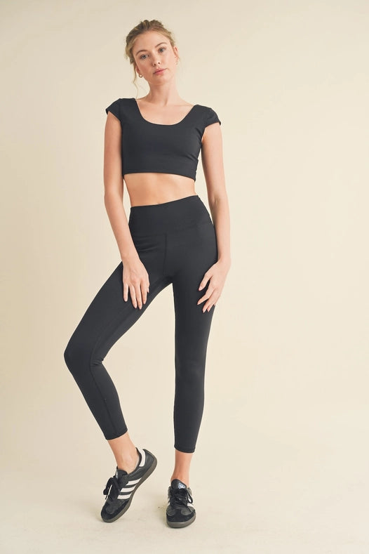 Cut Out Bra and Legging Set Black