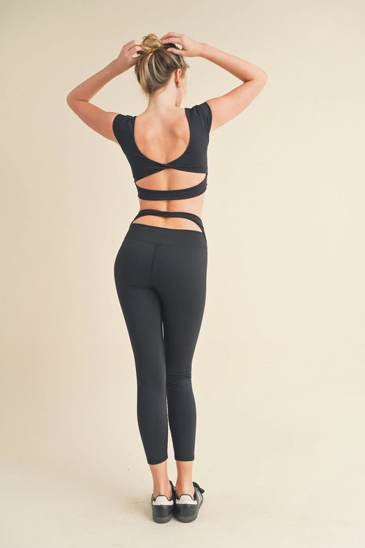 Cut Out Bra and Legging Set Black