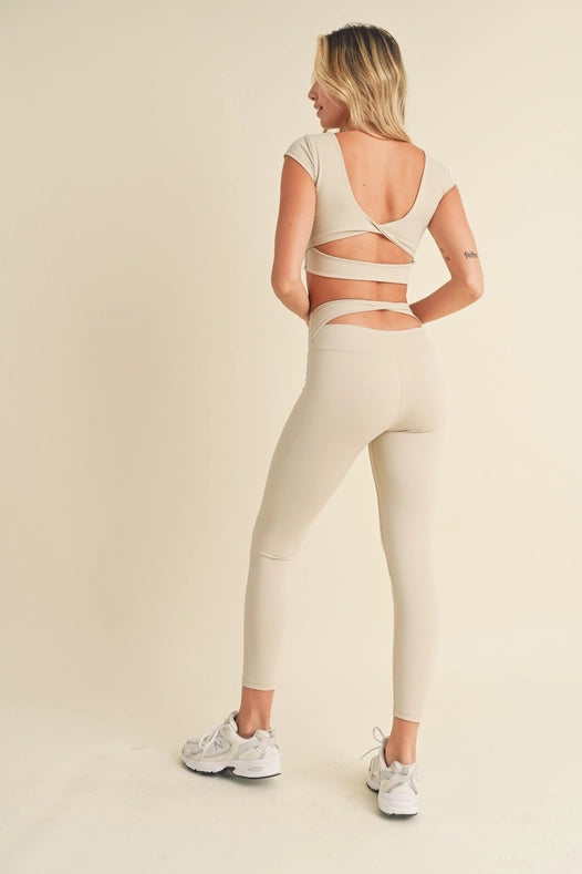 Cut Out Bra and Legging Set Light Grey