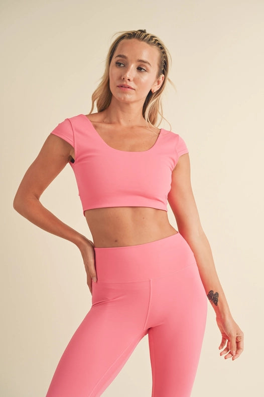 Cut Out Bra and Legging Set Pink