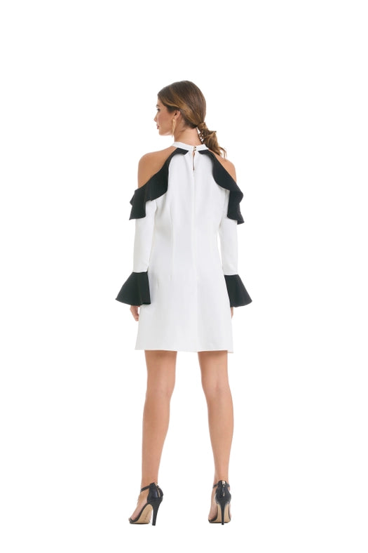 Cut Out Dress with Ruffles On the Shoulders