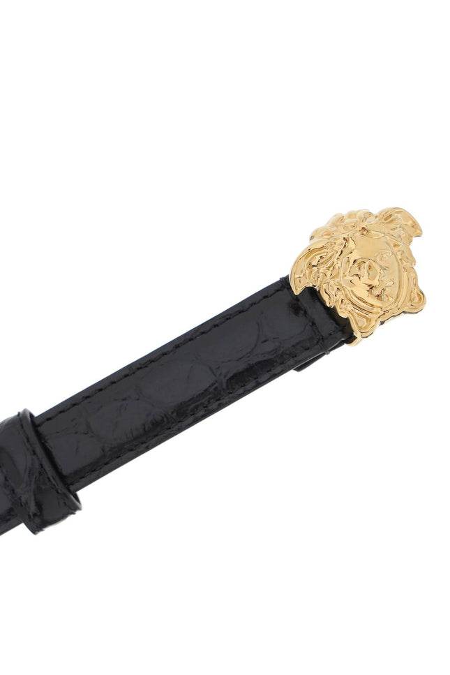 Versace la medusa croco-embossed belt