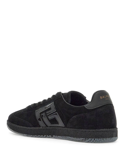 Balmain suede and patent leather swan sneakers in