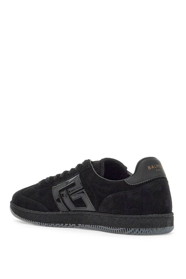 Balmain suede and patent leather swan sneakers in