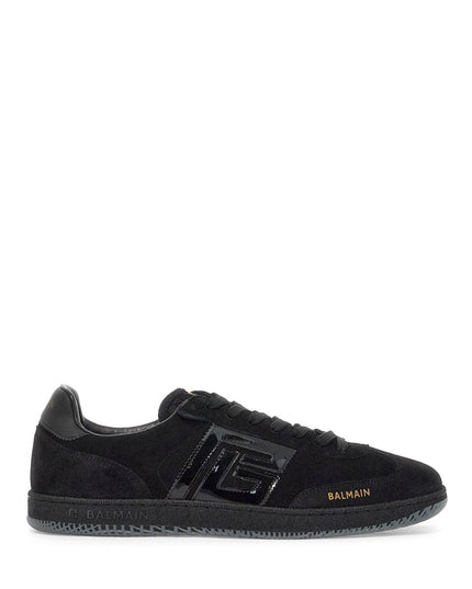 Balmain suede and patent leather swan sneakers in