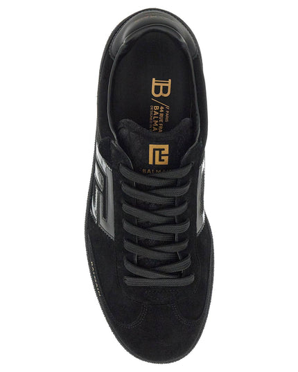 Balmain suede and patent leather swan sneakers in