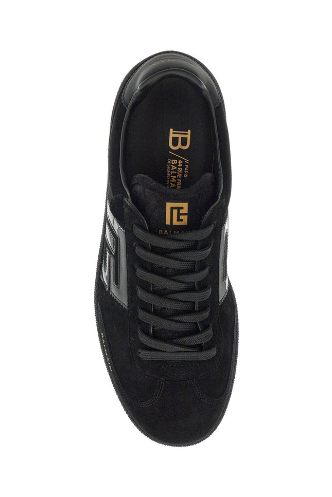 Balmain suede and patent leather swan sneakers in