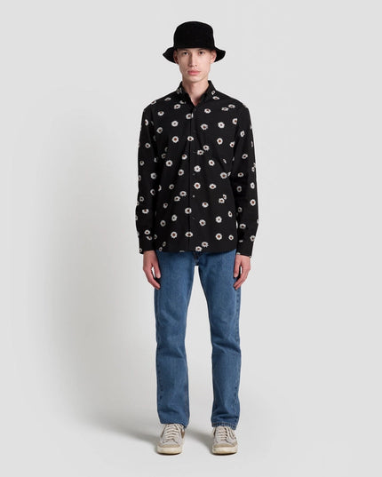 Daisies Print Long Sleeve Shirt Black