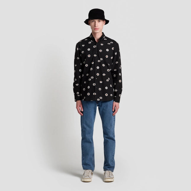 Daisies Print Long Sleeve Shirt Black