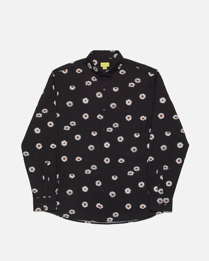 Daisies Print Long Sleeve Shirt Black