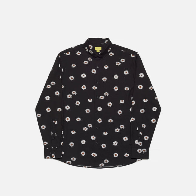 Daisies Print Long Sleeve Shirt Black