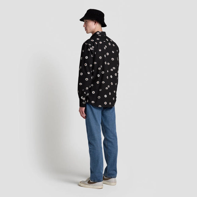 Daisies Print Long Sleeve Shirt Black