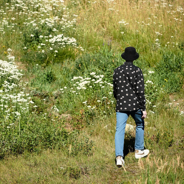 Daisies Print Long Sleeve Shirt Black