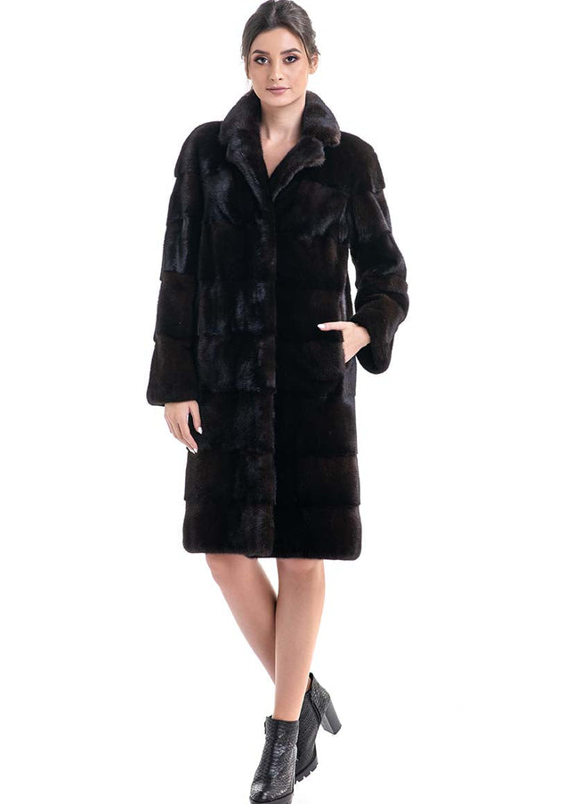 Dark Brown Genuine Mink Fur Coat-1