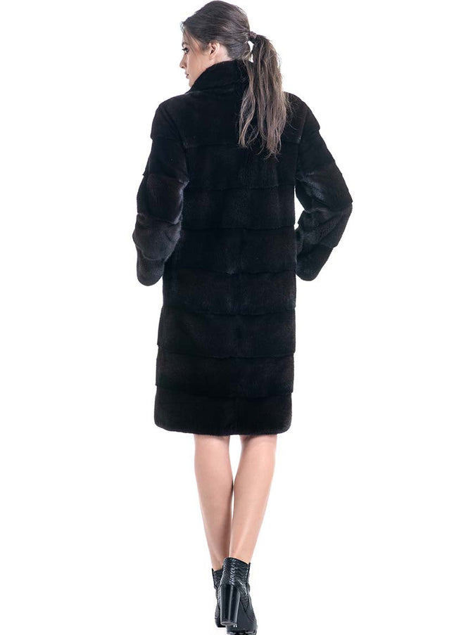 Dark Brown Genuine Mink Fur Coat-2