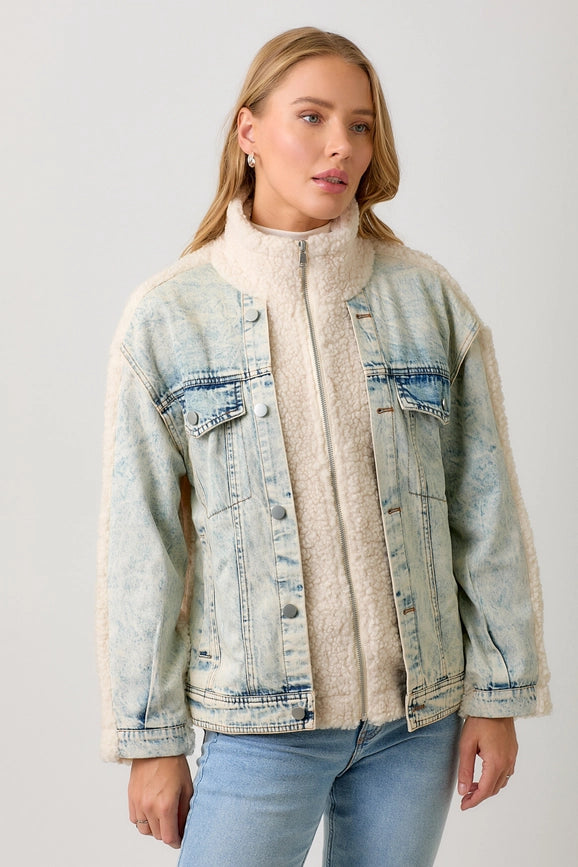 Denim Mixed Sherpa Jacket