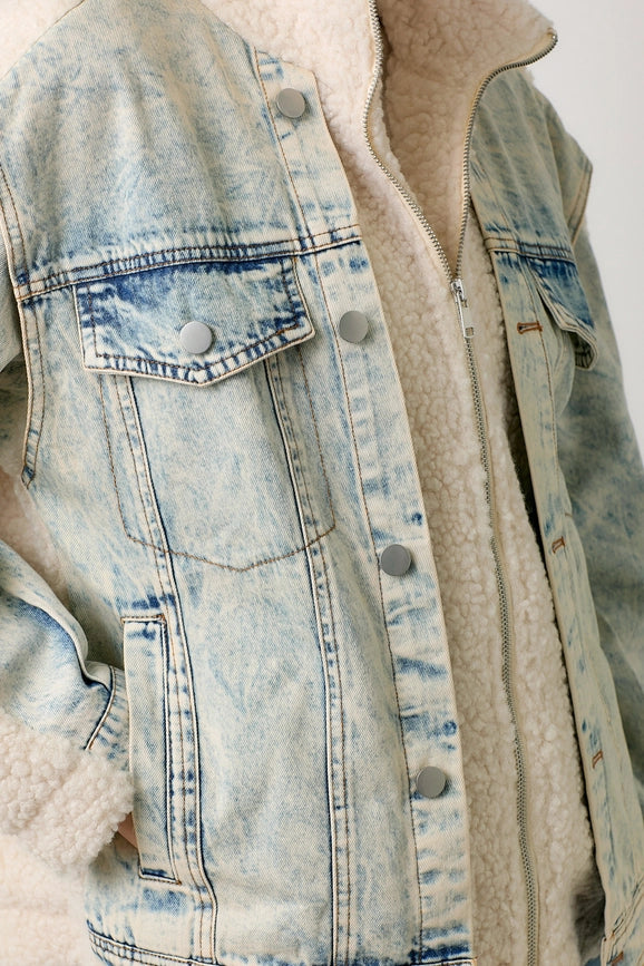 Denim Mixed Sherpa Jacket