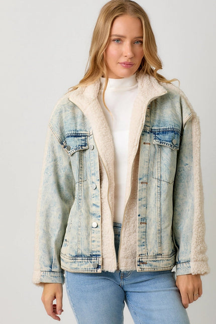 Denim Mixed Sherpa Jacket