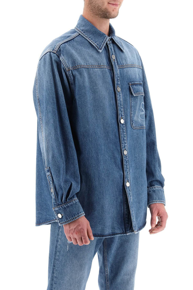 Denim Overshirt With Stamped Vlogo Signature-men > clothing > jackets and blazers > denim jackets-Valentino GARAVANI-Urbanheer