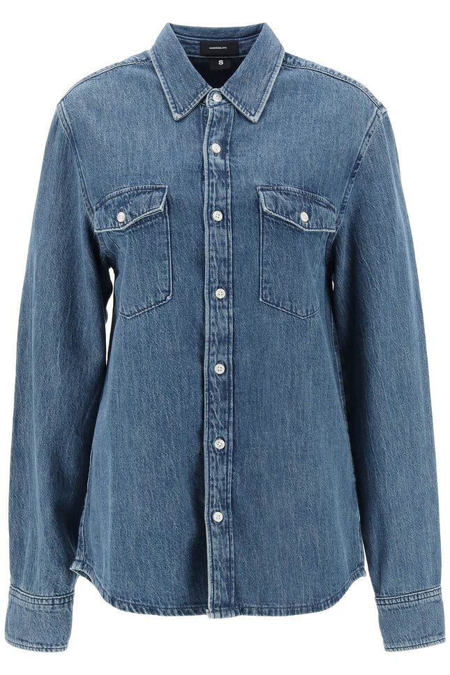 Denim Shirt-women > clothing > shirts and blouses > shirts-Wardrobe.Nyc-l-Blu-Urbanheer