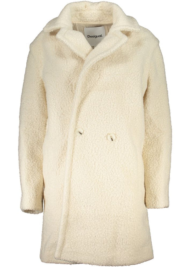 Desigual Elegant White Long-Sleeved Coat