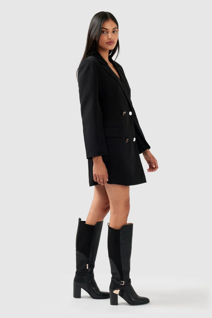 Diamond Heart Blazer Dress - Black