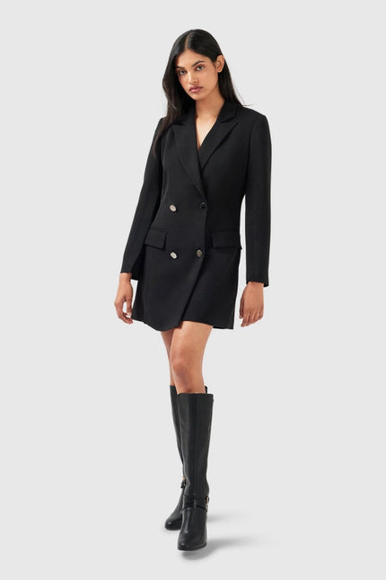 Diamond Heart Blazer Dress - Black