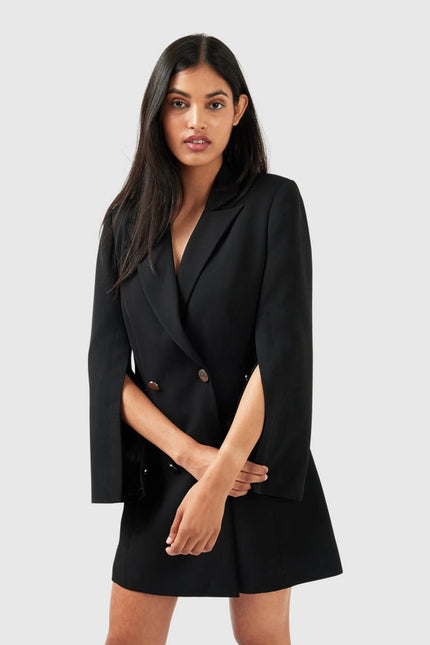 Diamond Heart Blazer Dress - Black