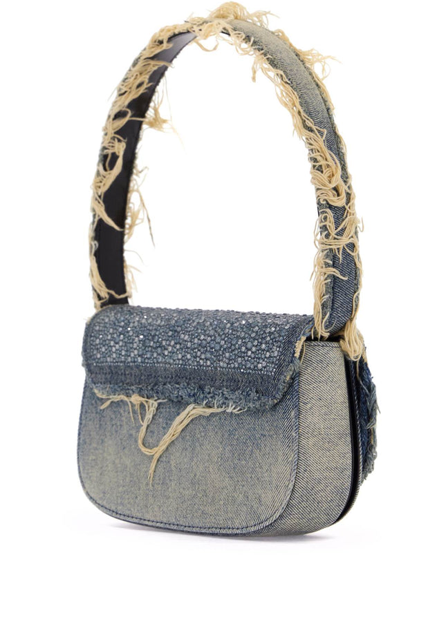 Diesel 1dr denim and crystal shoulder bag