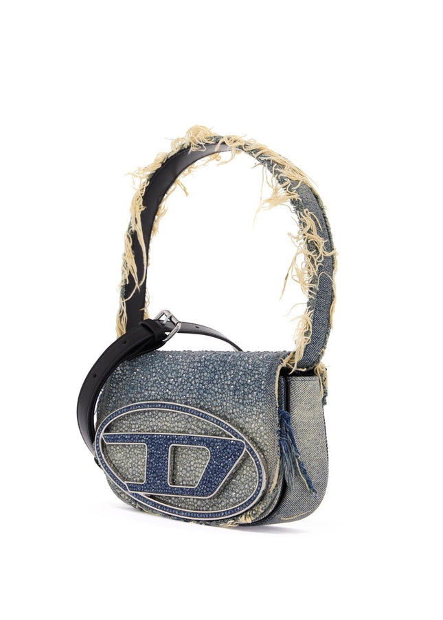 Diesel 1dr denim and crystal shoulder bag