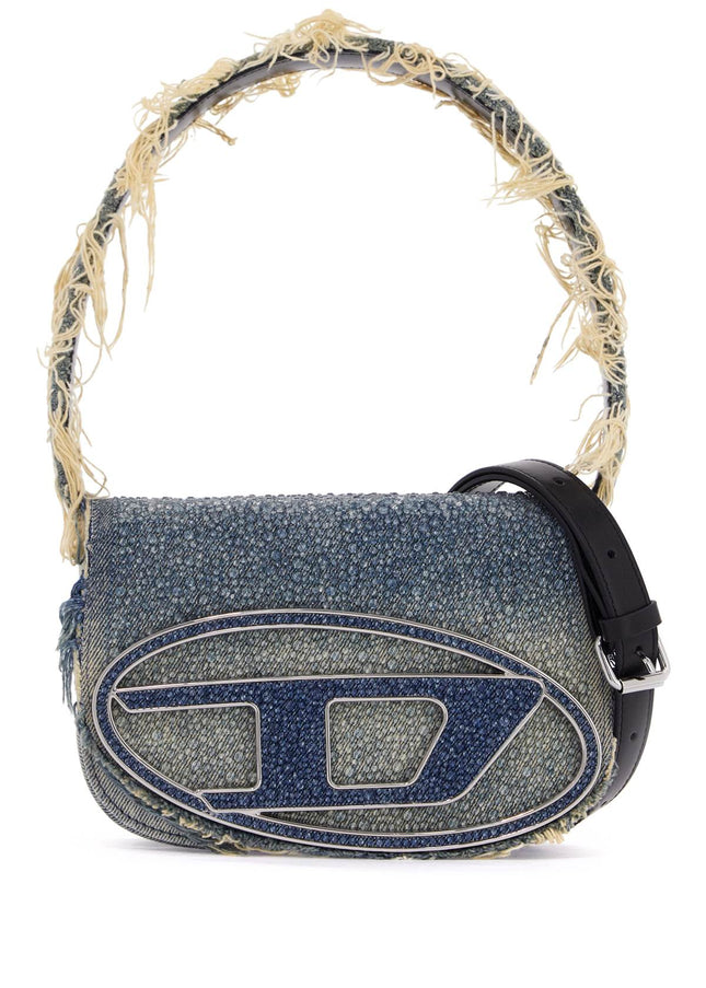 Diesel 1dr denim and crystal shoulder bag