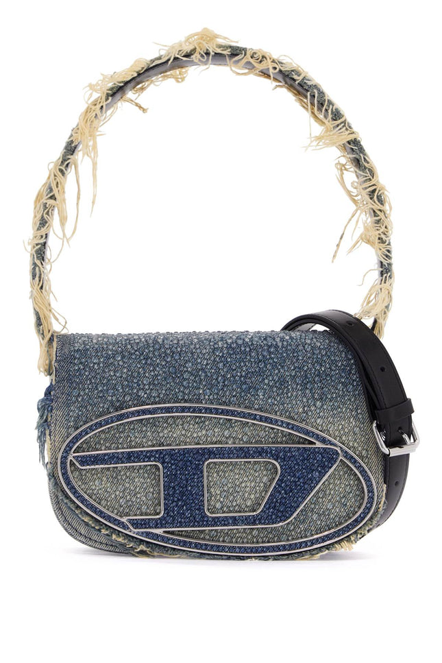 Diesel 1dr denim and crystal shoulder bag