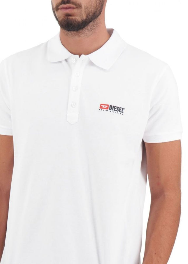 Diesel Elegant White Cotton Polo Shirt with Contrasting Logo