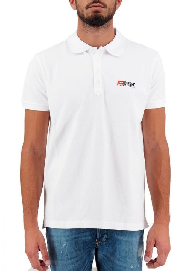 Diesel Elegant White Cotton Polo Shirt with Contrasting Logo