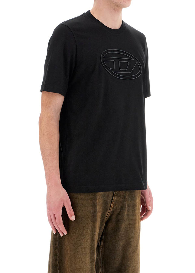 Diesel black cotton t-shirt with embossed logo