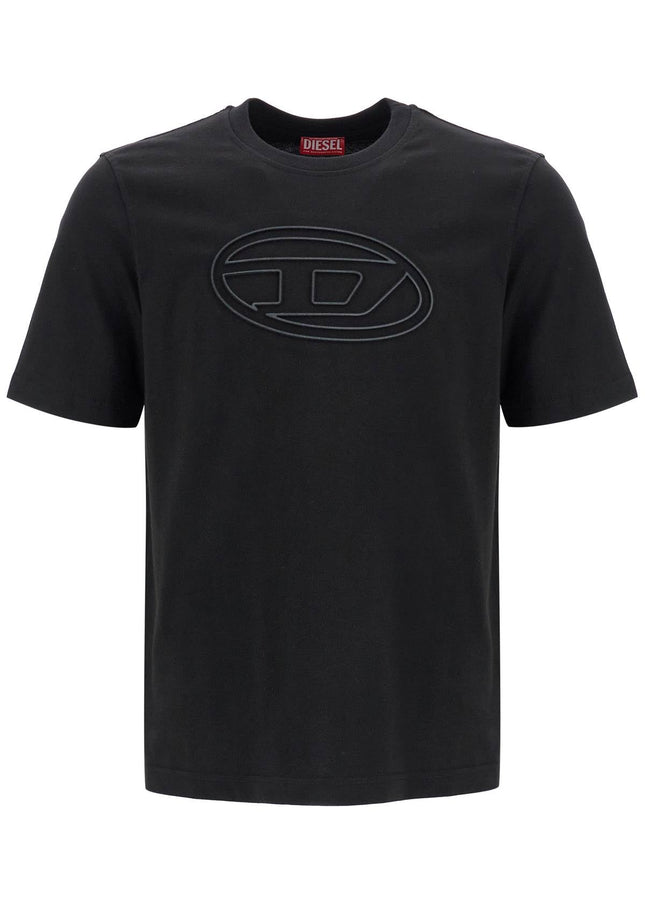 Diesel black cotton t-shirt with embossed logo